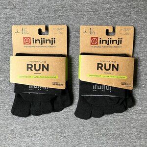 2-Pack Injinji Toe Socks Run Lightweight No‑Show Black L